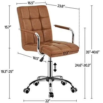 Stylish Yaheetech PU Leather Office Chair with Armrests