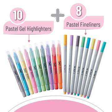 Mr. Pen- Bible Gel Highlighters and Fineliner Pens No Bleed, Pastel Colors, 18 Pcs, Bible Journaling...