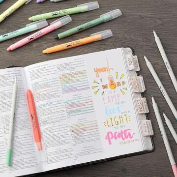 Mr. Pen- Bible Gel Highlighters and Fineliner Pens No Bleed, Pastel Colors, 18 Pcs, Bible Journaling Kit, Bible Highlighters and Pens No Bleed, Bible Pens, Gel Highlighters, No Bleed Highlighters
