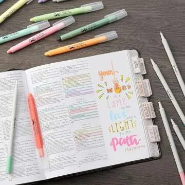 Mr. Pen- Bible Gel Highlighters and Fineliner Pens No Bleed, Pastel Colors, 18 Pcs, Bible Journaling Kit, Bible Highlighters and Pens No Bleed, Bible Pens, Gel Highlighters, No Bleed Highlighters