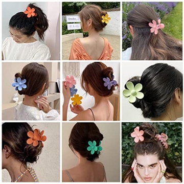 Flower Hair Claw Clip Set - 9 Colorful Clips for Stylish Women