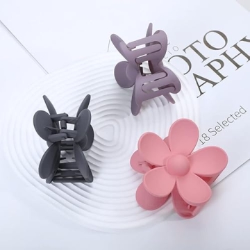 Flower Hair Claw Clip Set - 9 Colorful Clips for Stylish Women