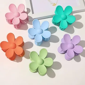 Flower Hair Claw Clip Set - 9 Colorful Clips for Stylish Women