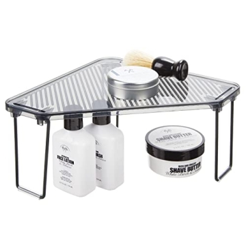 mDesign Corner Stackable Storage Rack for Bathroom Essentials