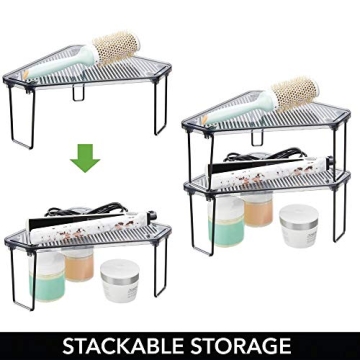 mDesign Corner Stackable Storage Rack for Bathroom Essentials