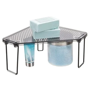 mDesign Corner Stackable Storage Rack for Bathroom Essentials