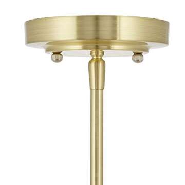Amazon Brand – Rivet Tubular Pendant Chandelier, Modern 6-Light Brass and Glass, with Bulb, 18.13"H, Satin Brass