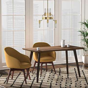 Amazon Brand – Rivet Tubular Pendant Chandelier, Modern 6-Light Brass and Glass, with Bulb, 18.13"H, Satin Brass