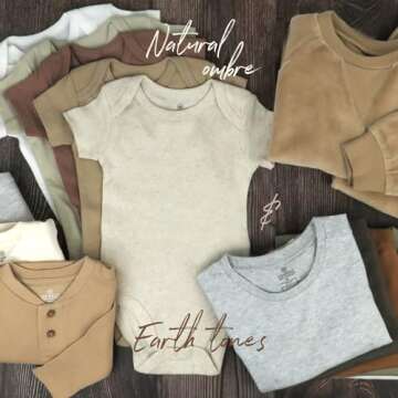 HonestBaby Multipack Short Sleeve T-Shirt Tee 100% Organic Cotton Infant Baby, Toddler, Little Kids Boys, Girls, Unisex, Earth Tones, 3T