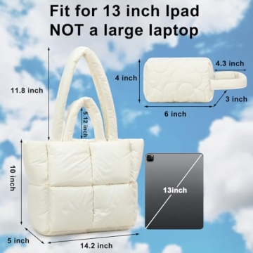 Quilted Puffy Purse - Lightweight Down Handbag for Women