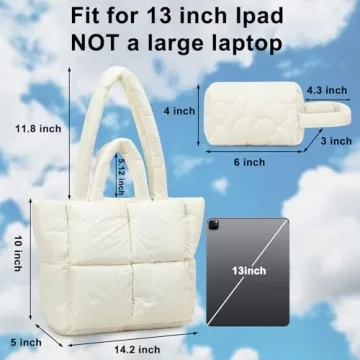 Quilted Puffy Purse - Lightweight Down Handbag for Women