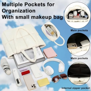 Quilted Puffy Purse - Lightweight Down Handbag for Women