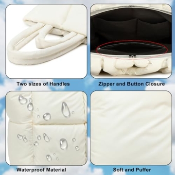 Quilted Puffy Purse - Lightweight Down Handbag for Women