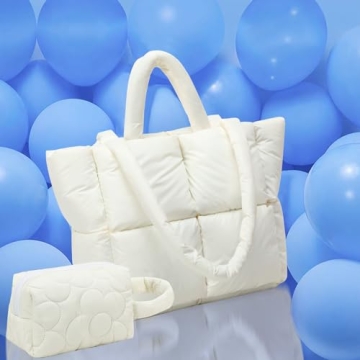 Quilted Puffy Purse - Lightweight Down Handbag for Women