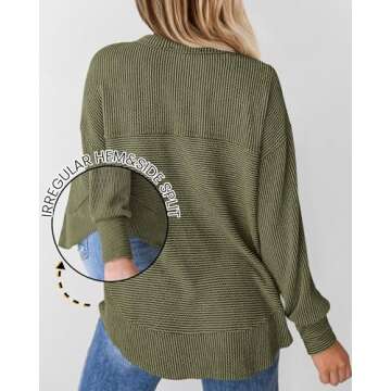 KIRUNDO Henley Shirts for Women 2025 Spring Fashion Ribbed Knit Long Sleeve Tunic Tops Button V Neck...