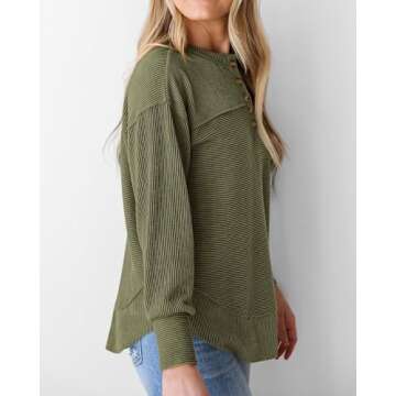 KIRUNDO Women's Cozy Henley Shirts for Every Season