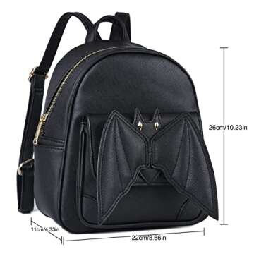 Mini Bat Purse Gothic: Leather Backpack Goth Backpack With Wings Mini Bookbags for Women Satchel Sho...