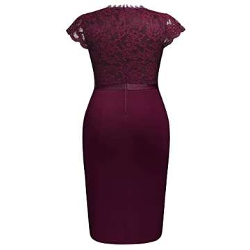 Plus Size Floral Lace Contrast Evening Cocktail Dress