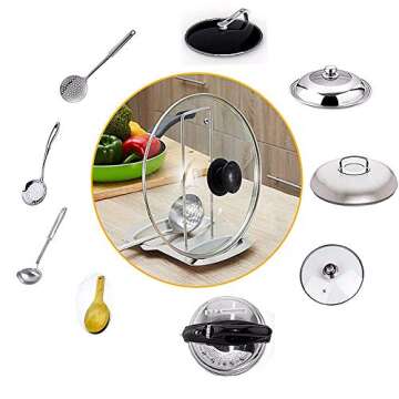 Multifunctional Pot Lid Holder and Spoon Rest Organizer
