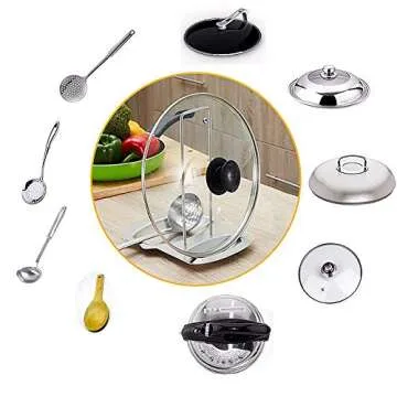 Multifunctional Pot Lid Holder and Spoon Rest Organizer