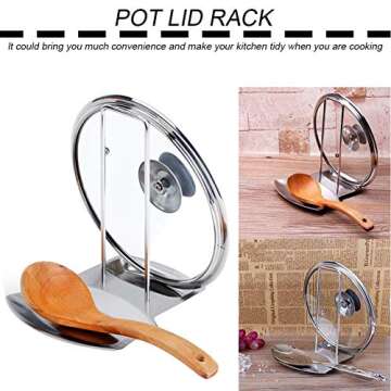 Multifunctional Pot Lid Holder and Spoon Rest Organizer