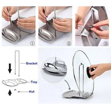 Multifunctional Pot Lid Holder and Spoon Rest Organizer