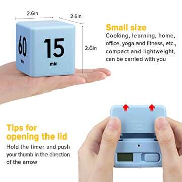 Cube Timer, Productivity Timer Kids Timer Gravity Sensor flip Timer for Time Management and Countdow...