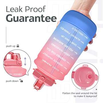 Elvira Motivational Water Bottle 64oz BPA Free for Fitness