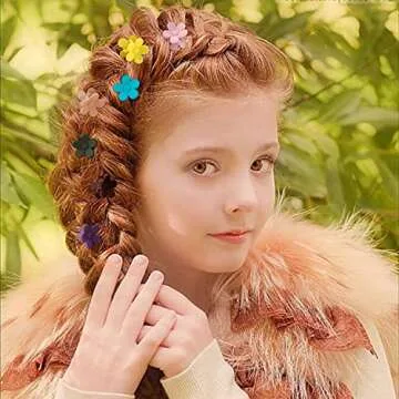 SuPoo Mini Flower Hair Clips Set - 22pcs Small Square Claw Clips for Thin Hair, Tiny Hair Accessories for Girls