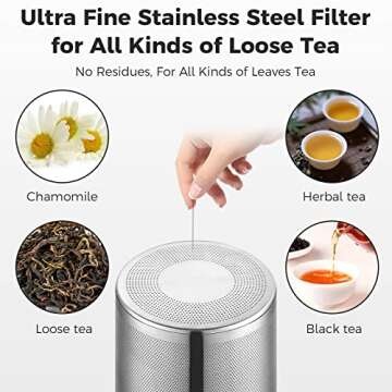 Luvan 1.3L/44oz Glass Teapot with Removable Infuser, Stove Top Safe Borosilicate Glass Clear Tea Kettle, Tea Maker with Stainless Steel Strainer for Blooming and Loose Leaf (Holds 4-5 Cups)
