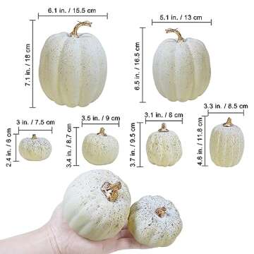 Winlyn 7 Pcs Assorted Sizes Harvest Cream Artificial Pumpkins Faux Cream Pumpkins Foam Decorative Pu...