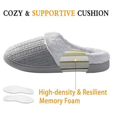 Amazon Essentials Women's Warm Cushioned Slippers for Indoor/Outdoor Grey, Size 8