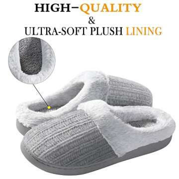 Amazon Essentials Women's Warm Cushioned Slippers for Indoor/Outdoor Grey, Size 8