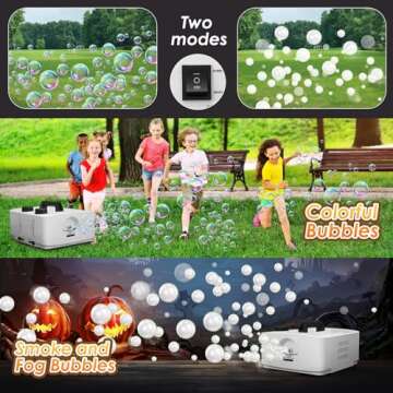 blessny 2-in-1 Fog Bubble Machine, Smoke Bubble Maker for Stage Halloween Christmas Birthday Party Wedding, 8000+Fog Filled Bubble Per Minute, 250W (White)