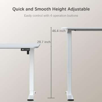 Furmax Height Adjustable Standing Desk 63 x 24 Inches White