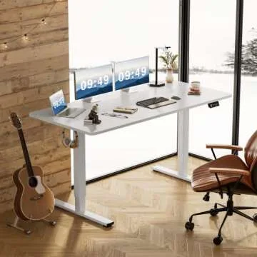 Furmax Height Adjustable Standing Desk 63 x 24 Inches White