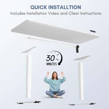 Furmax Height Adjustable Standing Desk 63 x 24 Inches White