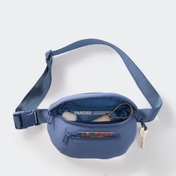 Neoprene Fanny Pack 3 Pockets Waist Bag for Men & Women Fashion Water Resistant Hip Bum Bag with Adjustable Belt for Running Travel Hiking Workout Sports (Steel Blue, One Size)