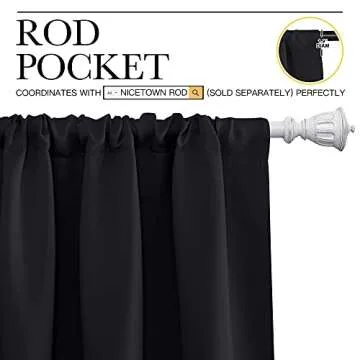 NICETOWN Halloween Black Out Curtain Panels for Kitchen - Energy Smart Decoration Thermal Insulating Blackout Drapes/Draperies for Small Window (2 Panels, 34 inches Wide by 63 inches Long)