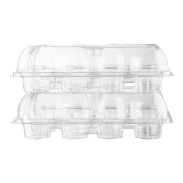 Plastic Cupcake Containers Boxes | 12 Compartment – 8 Pack | Disposable High Dome Dozen Cupcake Holder With Lid Bulk | Extra Sturdy Stackable Cupcake Boxes | Durable Muffin Packaging Transporter To Go