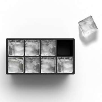 glacio Ice Cube Trays Silicone – Large Tray Molds for making 8 Giant Ice Cubes for Whiskey – 2 Pack