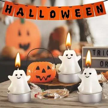Halloween Smiling Ghost Candles for Autumn Festivities
