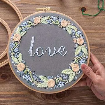 LCHULLE Embroidery Starter Kit with Stamped Pattern DIY Beginner Kit for Art Craft Handy Sewing Decor Include Floral Pattern Embroidery Cloth, Embroidery Hoop, Color Threads, Tools Kit, Instruction-1