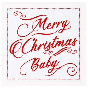 Five Star Napkins Christmas Songs Cocktails Napkins - White Cotton - 4.5" x 4.5" - Single Use - Party, Events, Holiday (50 x)