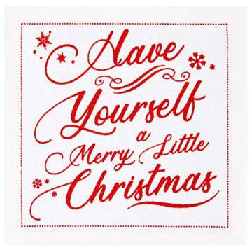 Five Star Napkins Christmas Songs Cocktails Napkins - White Cotton - 4.5" x 4.5" - Single Use - Party, Events, Holiday (50 x)