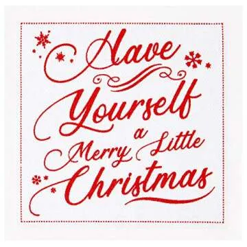 Five Star Napkins Christmas Songs Cocktails Napkins - White Cotton - 4.5" x 4.5" - Single Use - Party, Events, Holiday (50 x)