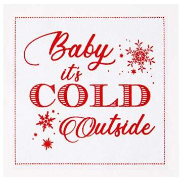 Five Star Napkins Christmas Songs Cocktails Napkins - White Cotton - 4.5" x 4.5" - Single Use - Party, Events, Holiday (50 x)