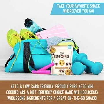 Proudly Pure Mini Bite Size On the Go 3 Pack Keto Cookie Chocolate Chip Snacks - Healthy Low Carb, Diet Friendly, Tasty and Delicious Gluten Free Food Treats Made With Real All Natural Ingredients