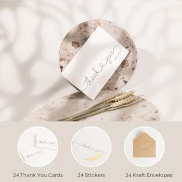 24 Pack Thank You Cards Bulk with Kraft Envelopes and Stickers, 4x6 In Professional Looking | Suitable for Business, Baby Shower, Wedding, Small Business, Graduation, Bridal Shower, Funeral