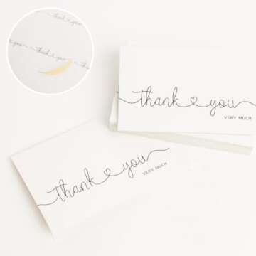 24 Pack Thank You Cards Bulk with Kraft Envelopes and Stickers, 4x6 In Professional Looking | Suitable for Business, Baby Shower, Wedding, Small Business, Graduation, Bridal Shower, Funeral